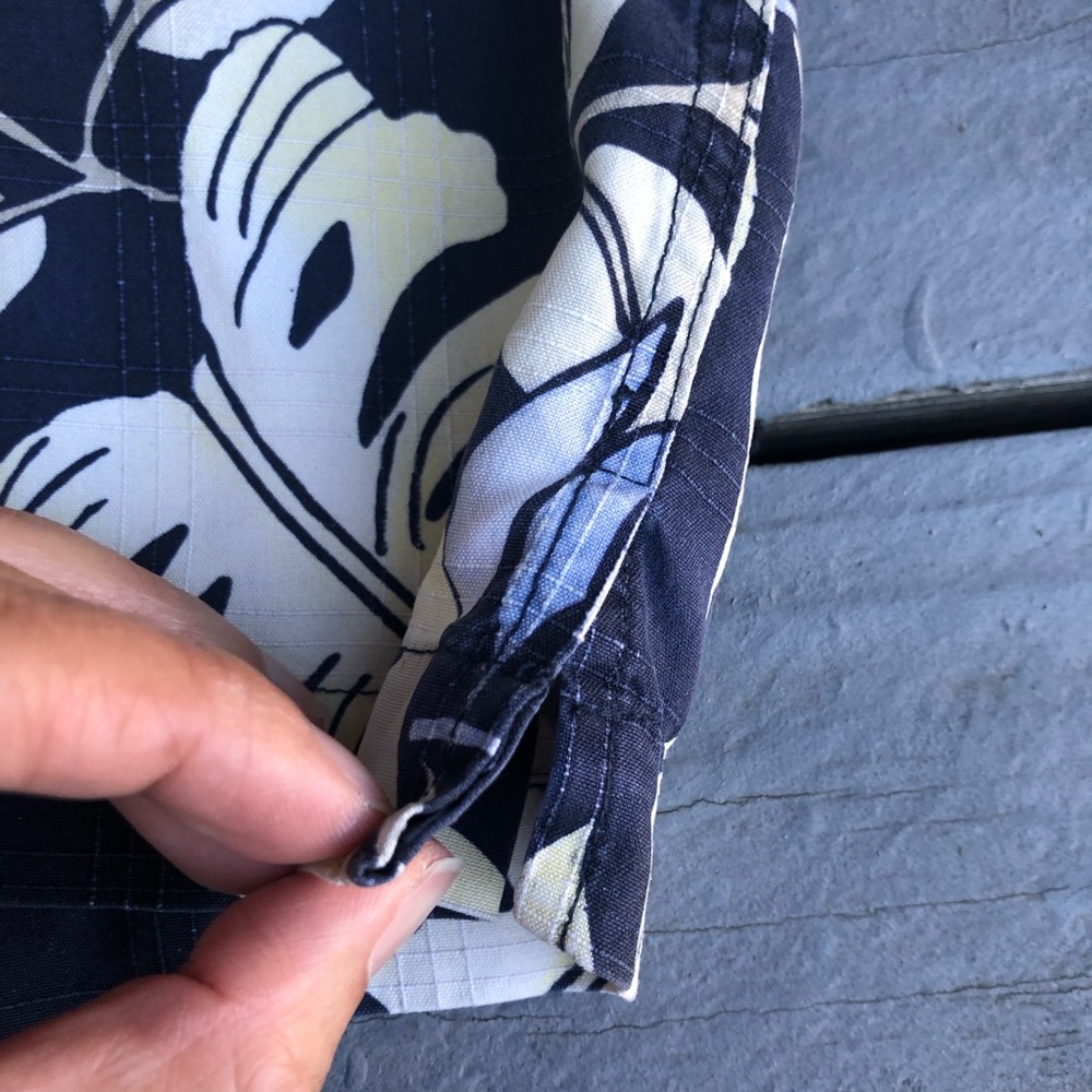 Cotton Reel 100% Silk Tropical Rain Forest Plant Button Down Navy Men Shirt 3XL - Picture 7 of 10
